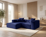 Designer Ecksofa Reno in Samt – Blau – Links