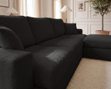 Designer Ecksofa Vigo in Bouclé – Anthrazit – Rechts