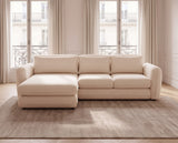 Designer Ecksofa Tino in Strukturstoff – Weiß – Links