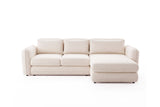 Designer Ecksofa Tino in Strukturstoff – Weiß – Rechts