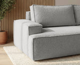 Designer 3 Sitzer Sofa Mira in Bouclé mit Schlaffunktion & Stauraum – Sand