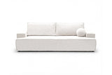 Designer 3 Sitzer Sofa Mira in Bouclé mit Schlaffunktion & Stauraum – Weiß