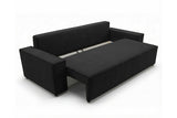 Designer 3 Sitzer Sofa Rego in Samt mit Schlaffunktion & Stauraum – Schwarz