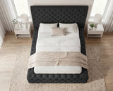 Designer Polsterbett Siena in Samt – Schwarz