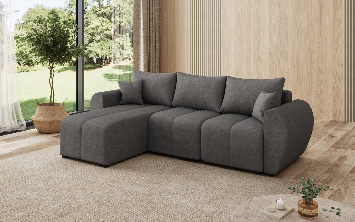 Designer Sofa Sorella L mit Schlaf- und Klappfunktion in Stoff