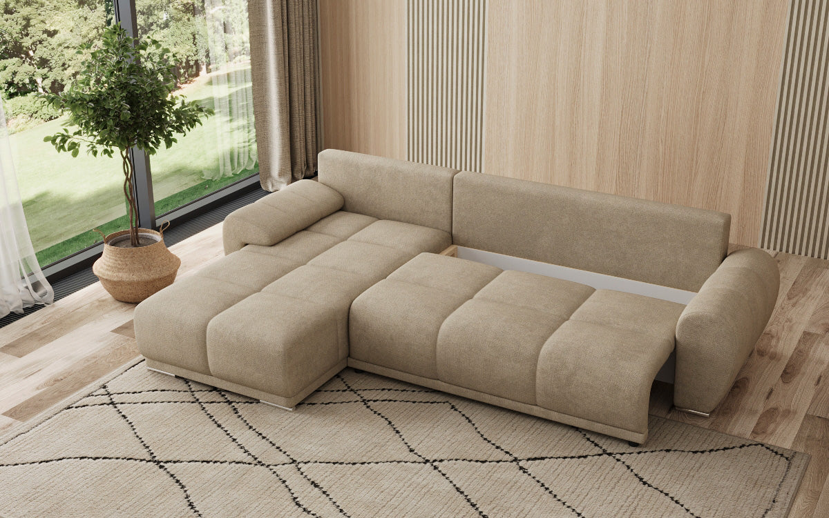 Designer Sofa Leni L mit Schlaf- und Klappfunktion in Stoff