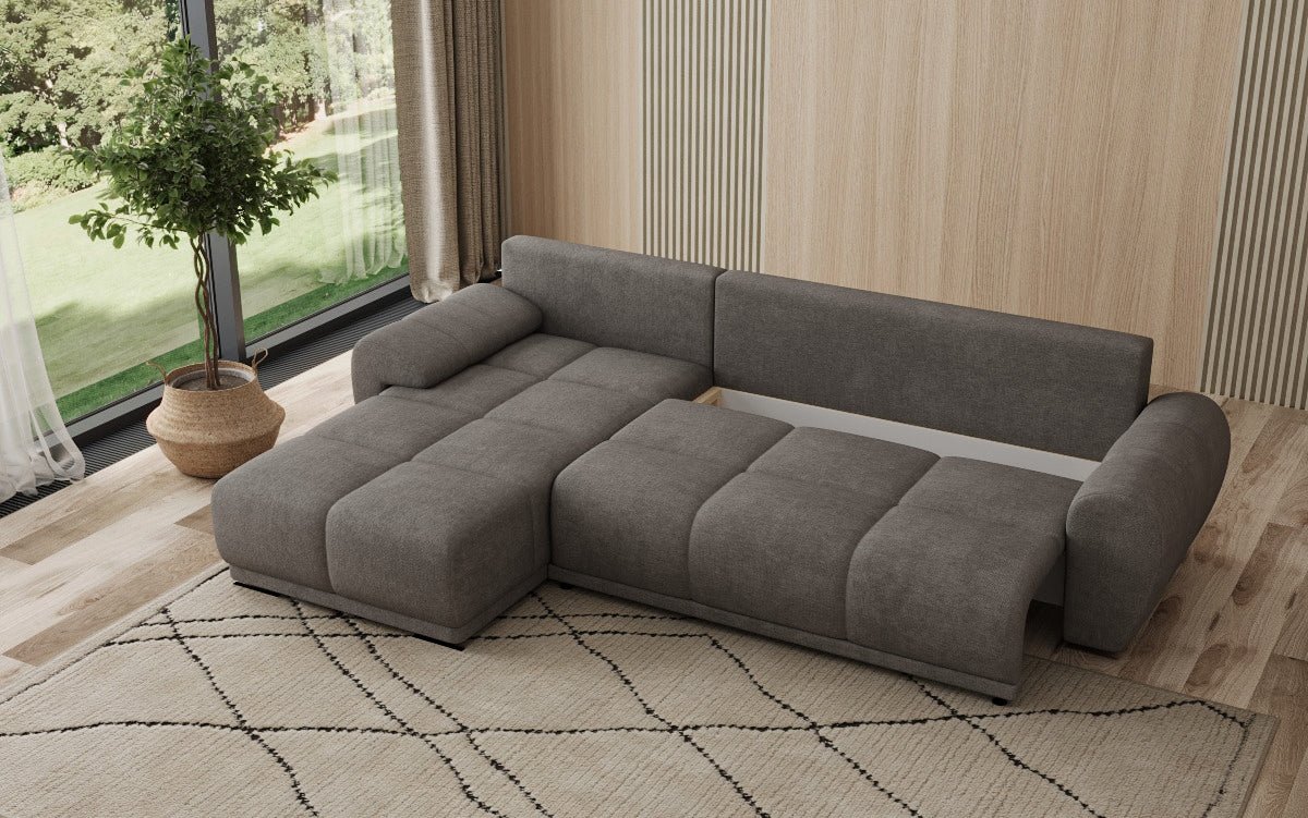 Designer Sofa Leni L mit Schlaf- und Klappfunktion in Stoff