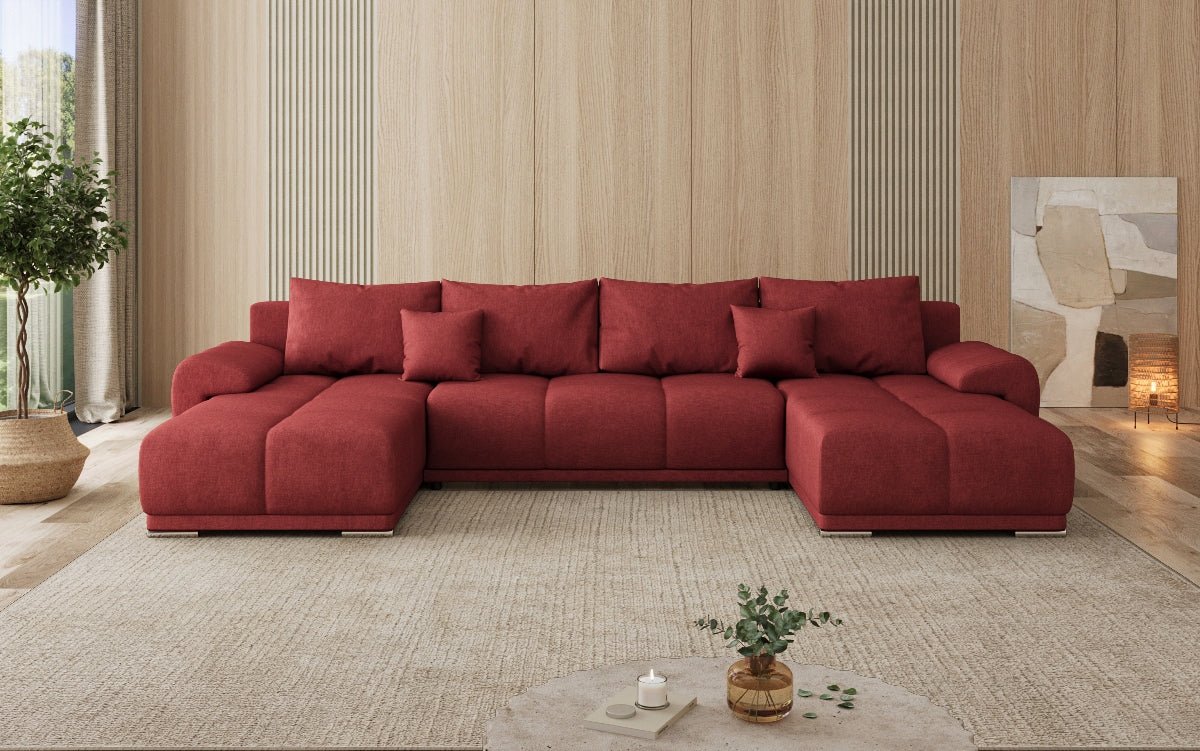 Designer Sofa Leni U mit Schlaf- und Klappfunktion in Stoff