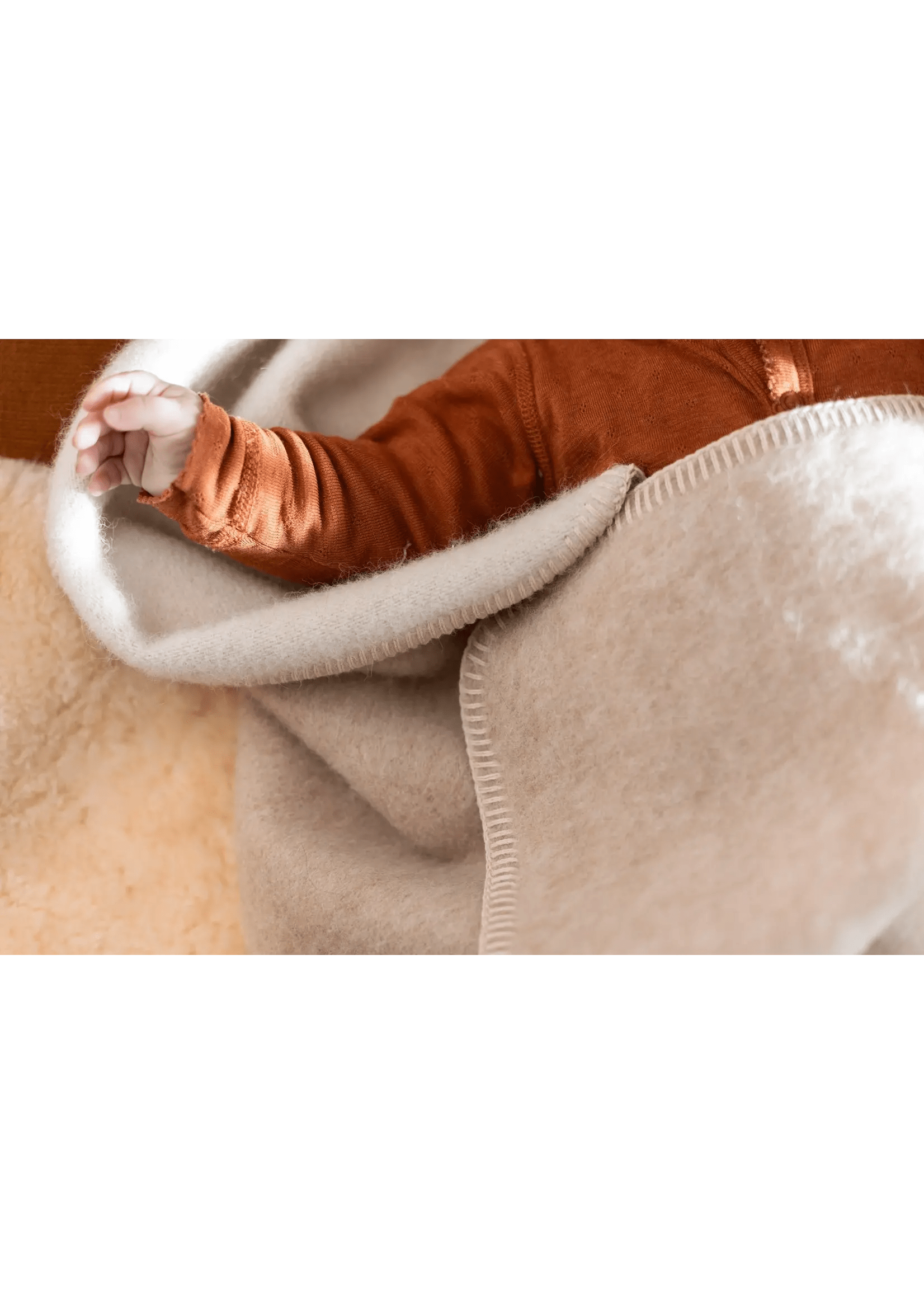 Babydecke aus reiner Alpakawolle - Beige & Grau - 95x75 cm