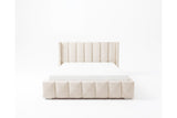Designer Polsterbett Viola in Samt – Beige