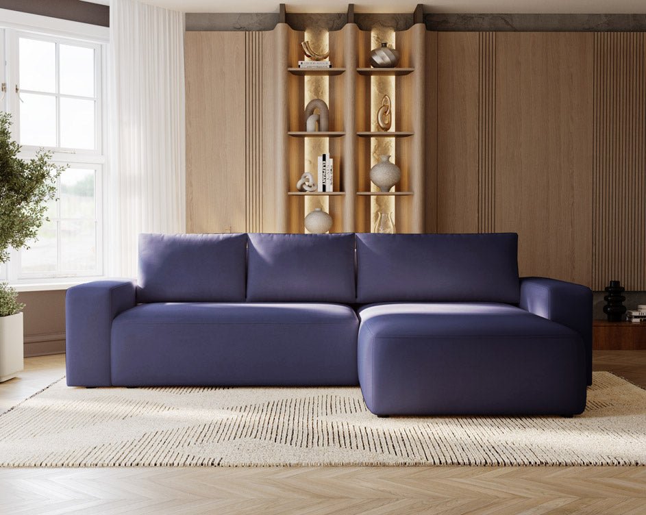 Designer Sofa Celina Samt mit Schlaffunktion und Stauraum