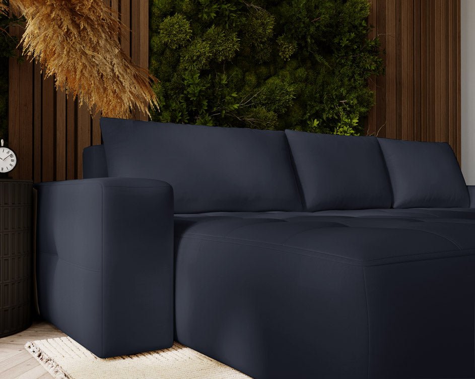 Designer Sofa Nordic Samt mit Schlaffunktion und Stauraum