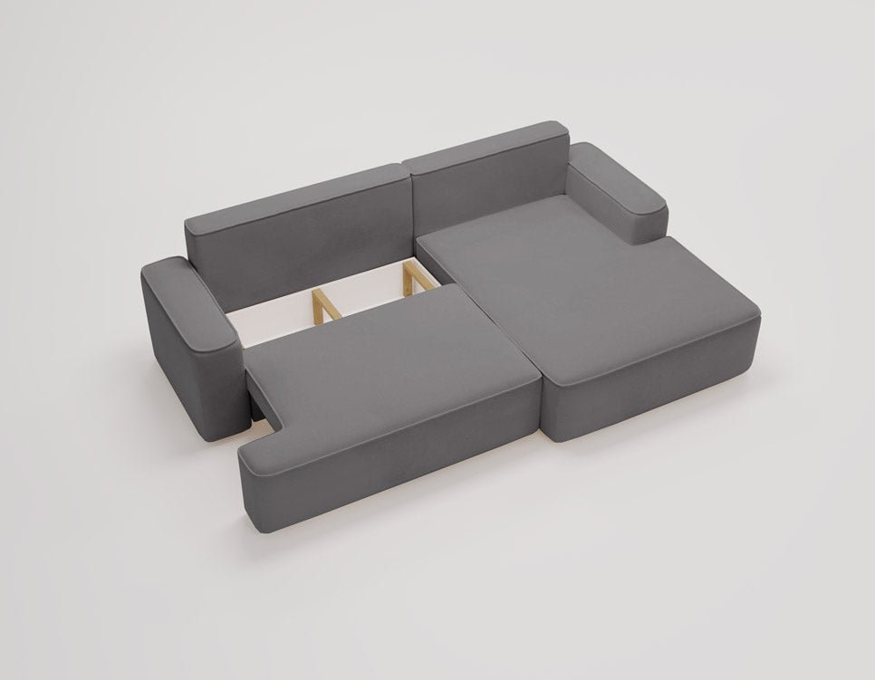 Designer Sofa Fresh in Samt mit Schlaffunktion und Stauraum