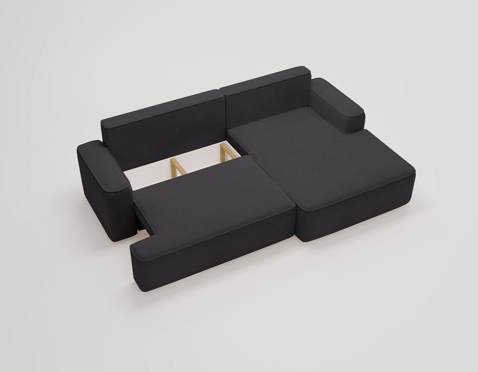 Designer Sofa Fresh in Samt mit Schlaffunktion und Stauraum