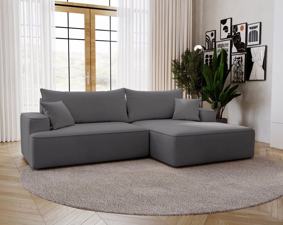 Designer Sofa Fresh in Samt mit Schlaffunktion und Stauraum