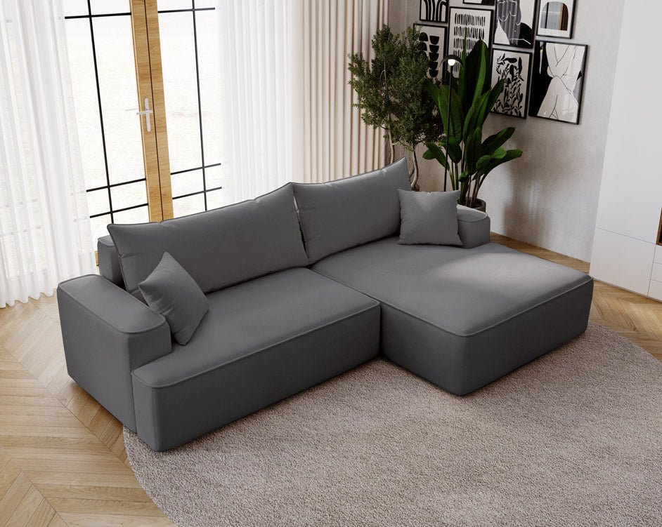 Designer Sofa Fresh in Samt mit Schlaffunktion und Stauraum