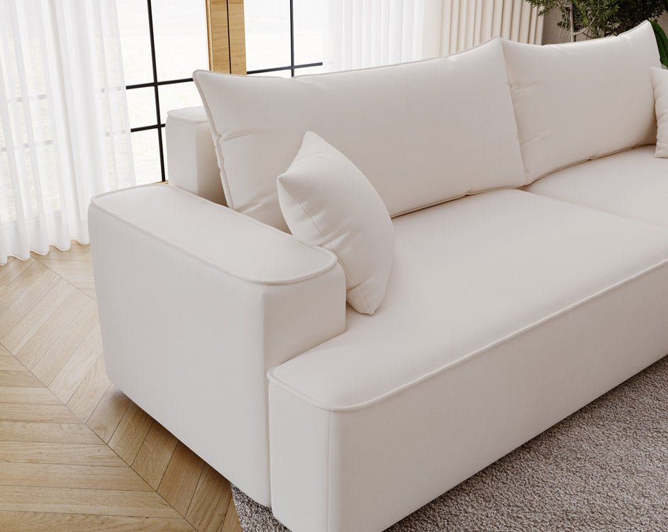 Designer Sofa Fresh in Samt mit Schlaffunktion und Stauraum