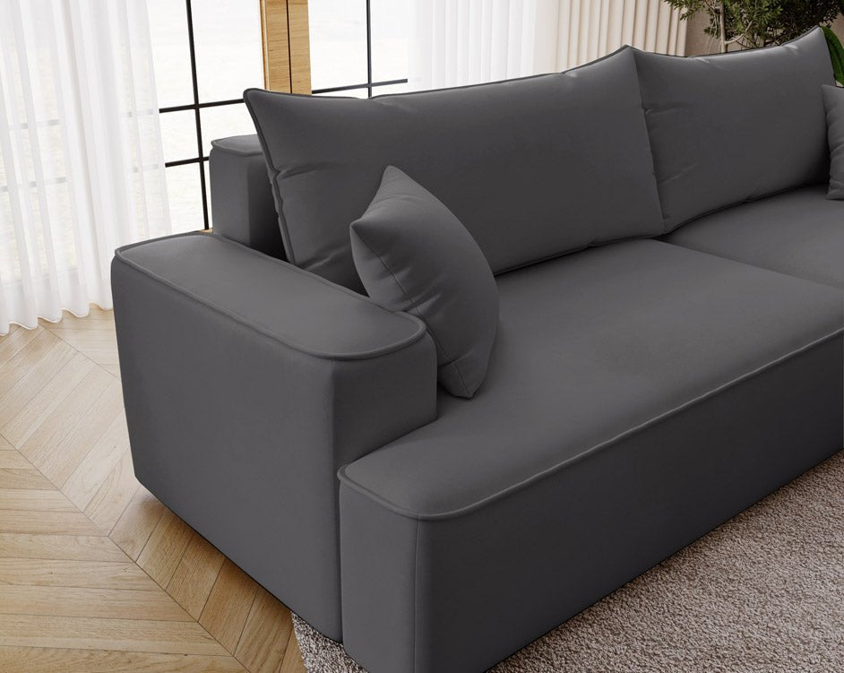 Designer Sofa Fresh in Samt mit Schlaffunktion und Stauraum