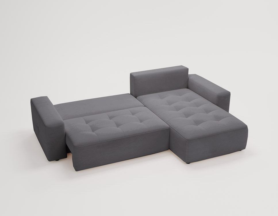 Designer Sofa Nordic Samt mit Schlaffunktion und Stauraum