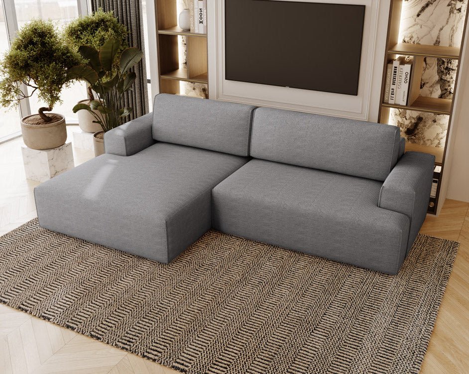 Designer Sofa Siena Bouclé mit Schlaffunktion und Stauraum
