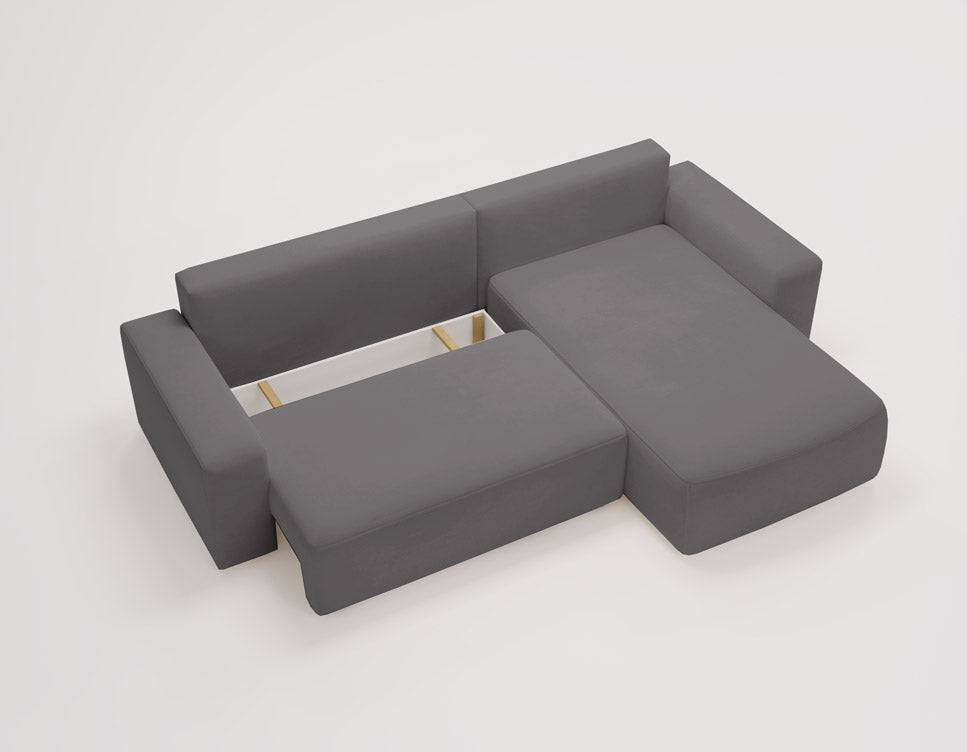 Designer Sofa Celina Samt mit Schlaffunktion und Stauraum
