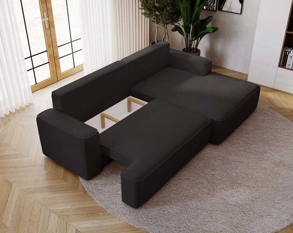 Designer Sofa Fresh in Samt mit Schlaffunktion und Stauraum