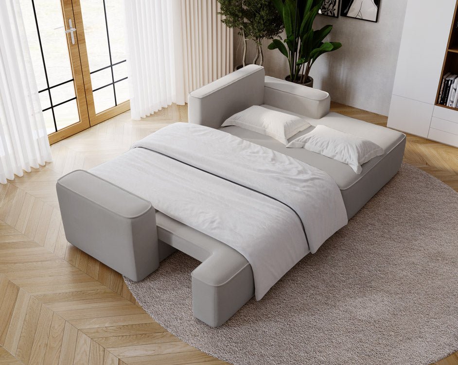 Designer Sofa Fresh in Samt mit Schlaffunktion und Stauraum