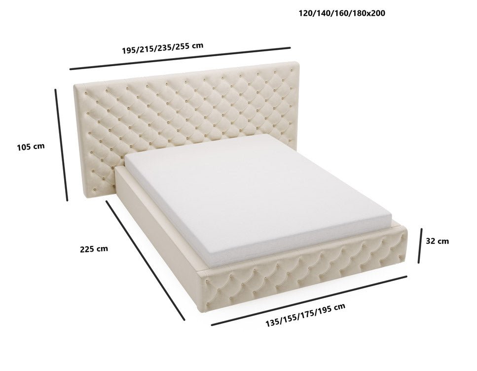 Designer Polsterbett Stellar in Samt mit Stauraum