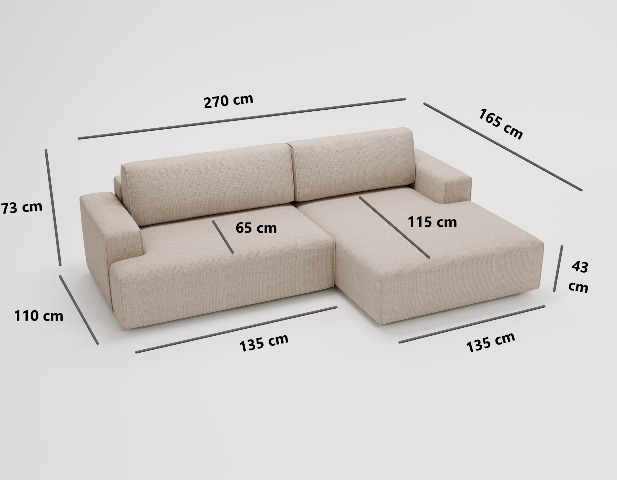 Designer Sofa Siena Bouclé mit Schlaffunktion und Stauraum