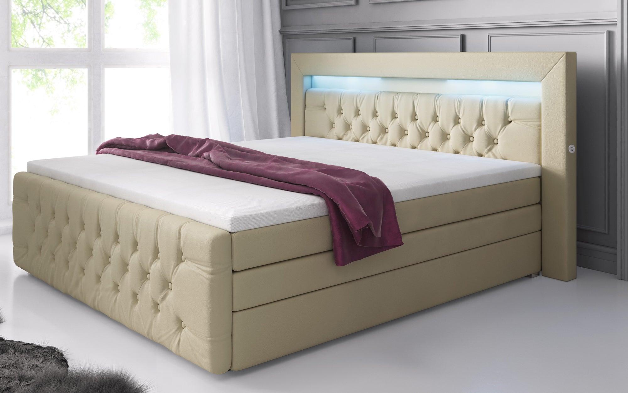 Boxspringbett Sonno mit RGB, USB und Stauraum