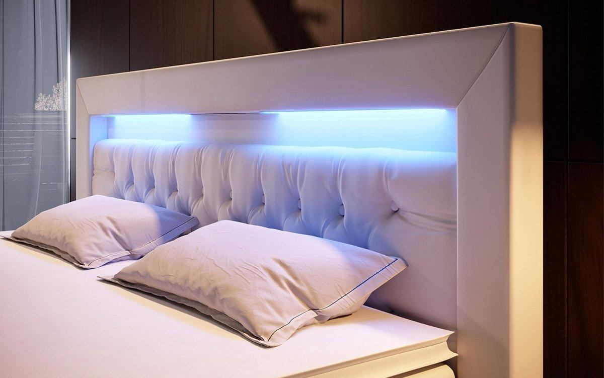 Boxspringbett Menzogna mit LED und Stauraum (2 Schubladen) - Luxusbetten24