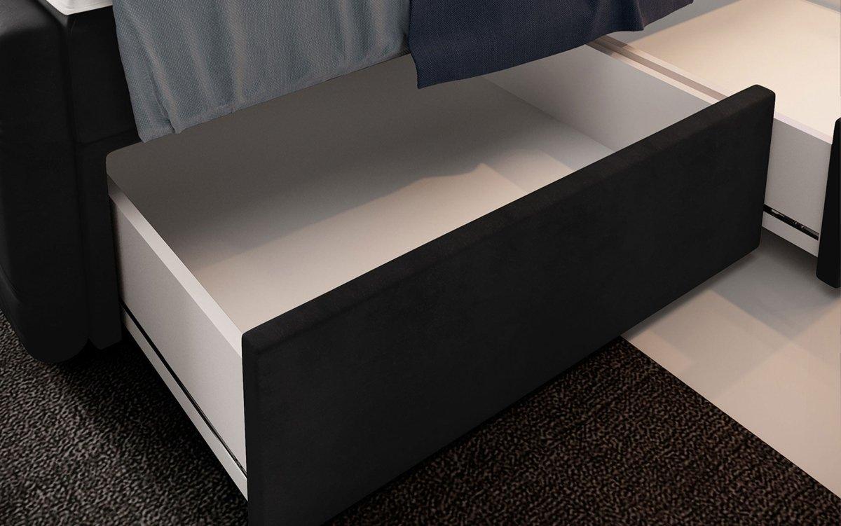 Boxspringbett Menzogna mit LED und Stauraum (2 Schubladen) - Luxusbetten24