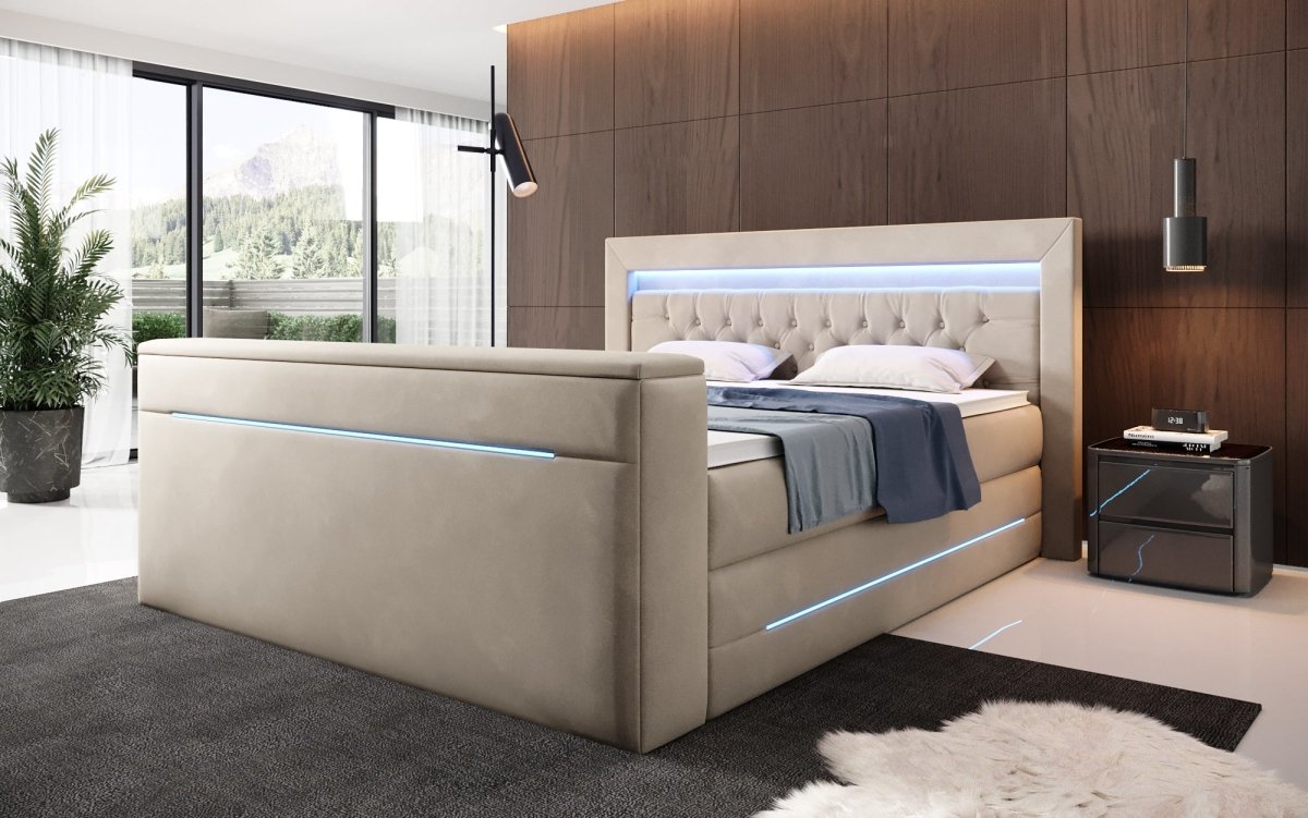 Boxspringbett Neptun mit TV Lift und RGB - Luxusbetten24