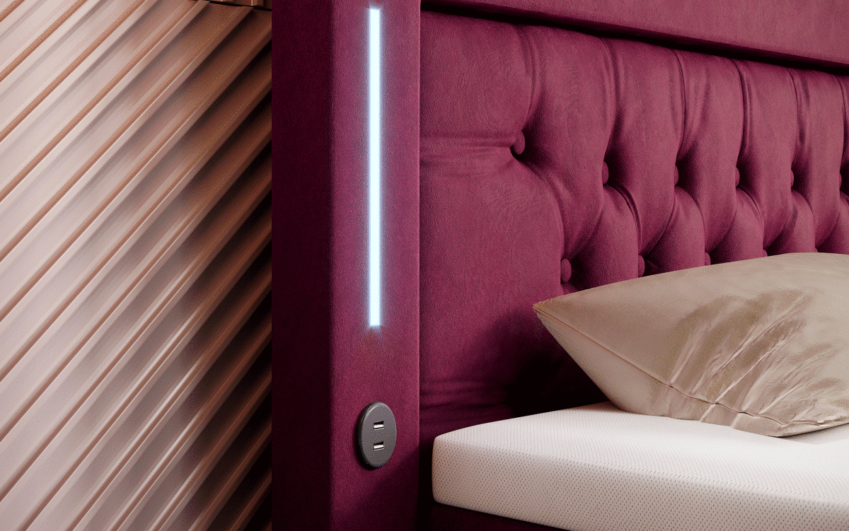Boxspringbett Paradise mit LED und Füßen - Luxusbetten24