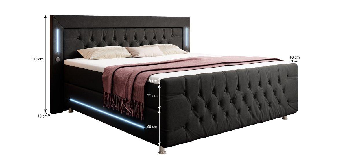 Boxspringbett Paradise mit LED und Füßen - Luxusbetten24