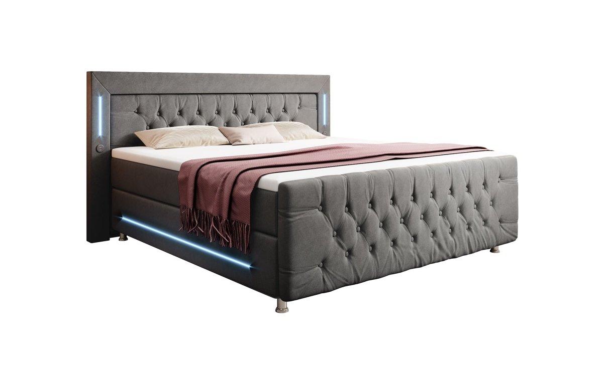 Boxspringbett Paradise mit LED, USB und Füßen - Luxusbetten24