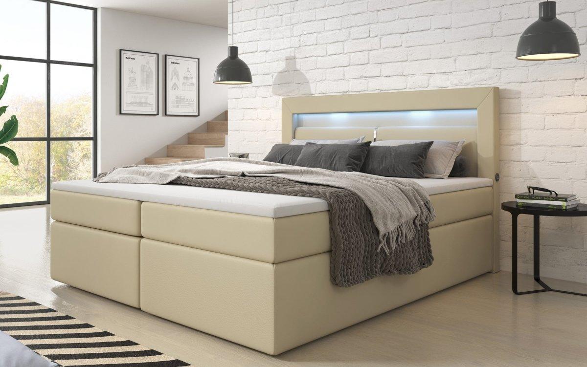 Boxspringbett Repos mit LED und USB - Luxusbetten24