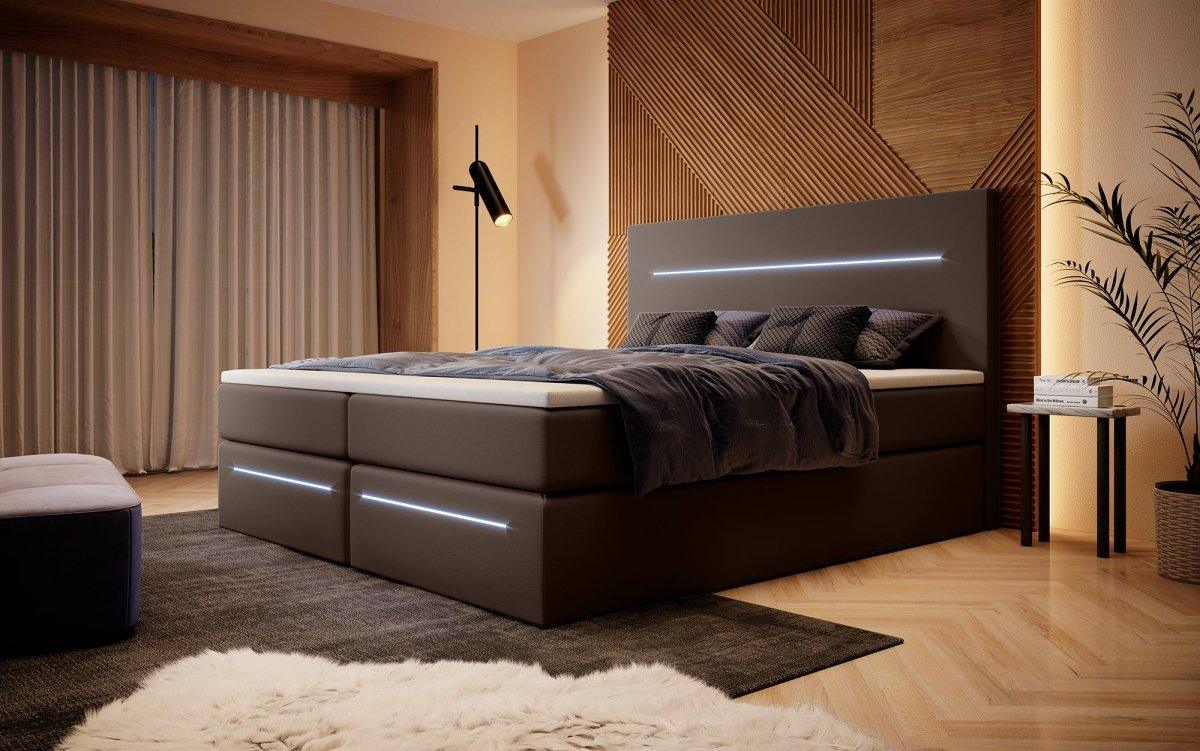 Boxspringbett Sejour mit LED u. Stauraum - Luxusbetten24