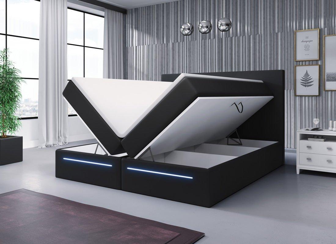 Boxspringbett Sejour mit LED u. Stauraum - Luxusbetten24
