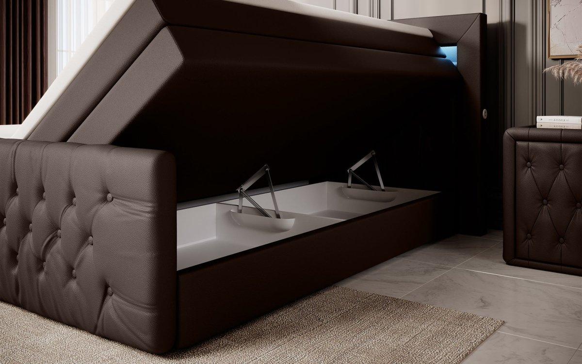Boxspringbett Sonno mit RGB, USB und Stauraum - Luxusbetten24