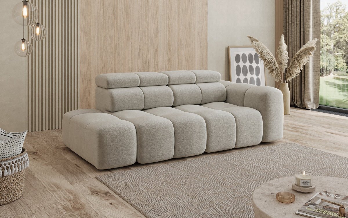 Designer Sofa 3-Sitzer mit Chaise Longue Mia in Chenille