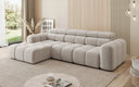 Designer Ecksofa Mia mit elektrischer Sitzerweiterung in Chenille