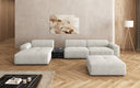 Designer Ecksofa Calm mit Beistellhocker und Beistelltisch in Bouclé