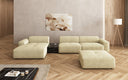 Designer Ecksofa Calm mit Beistellhocker und Beistelltisch in Bouclé