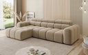 Designer Ecksofa Mia mit elektrischer Sitzerweiterung in Chenille