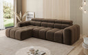 Designer Ecksofa Mia mit elektrischer Sitzerweiterung in Chenille