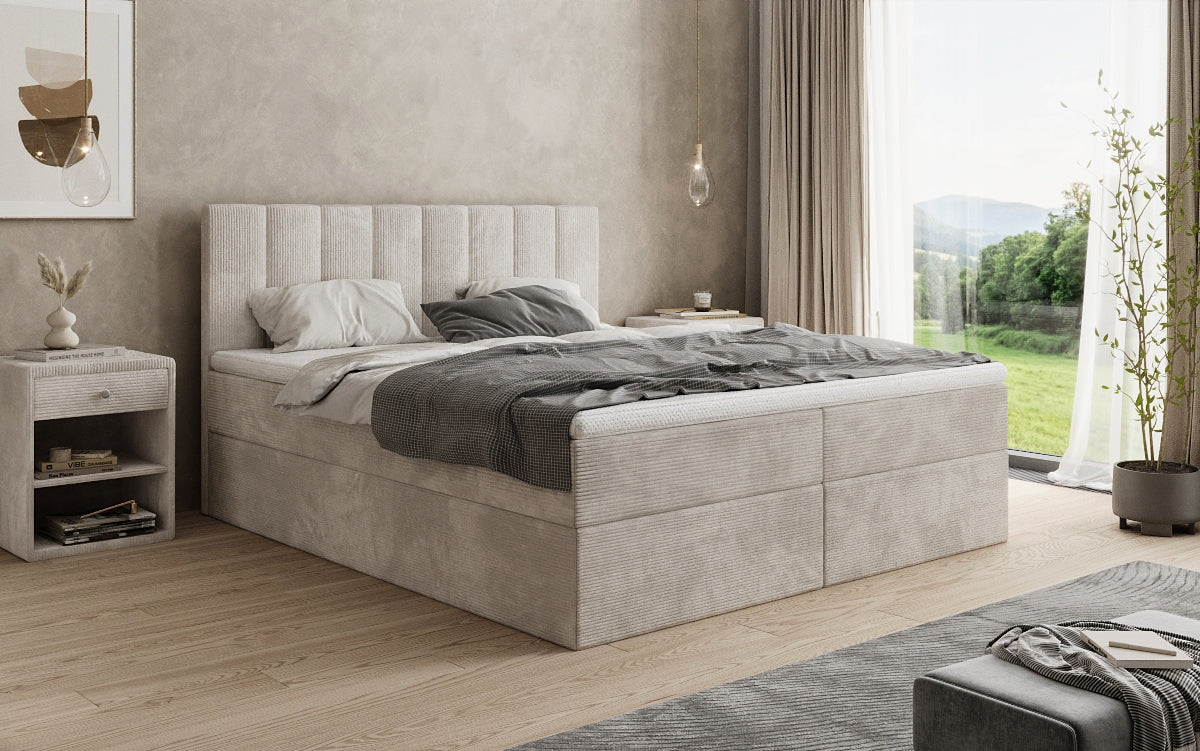 Boxspringbett Sofia in Cord mit Stauraum