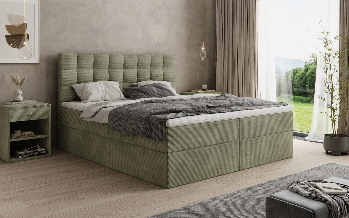 Boxspringbett Como in Cord mit Stauraum
