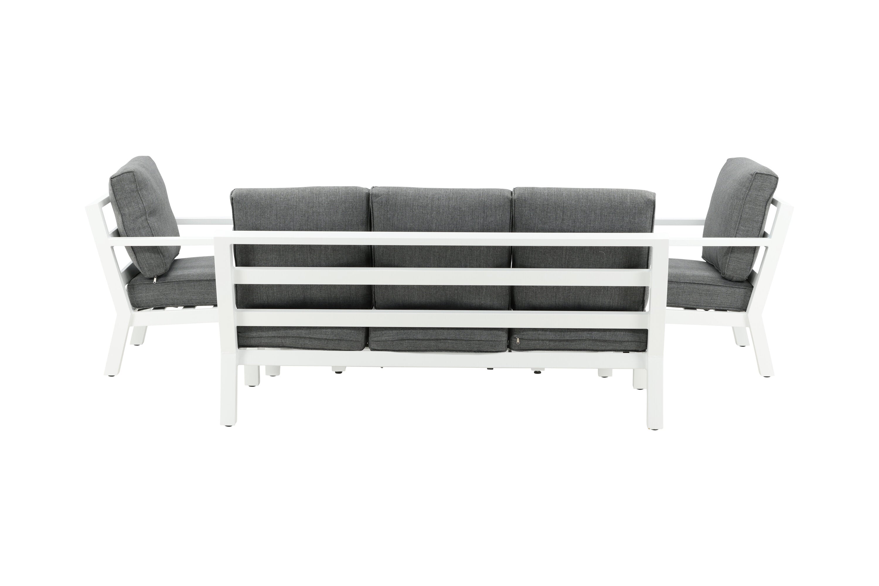 Garten Loungeset Jenni – in Weiß & Grau mit Glasplatte