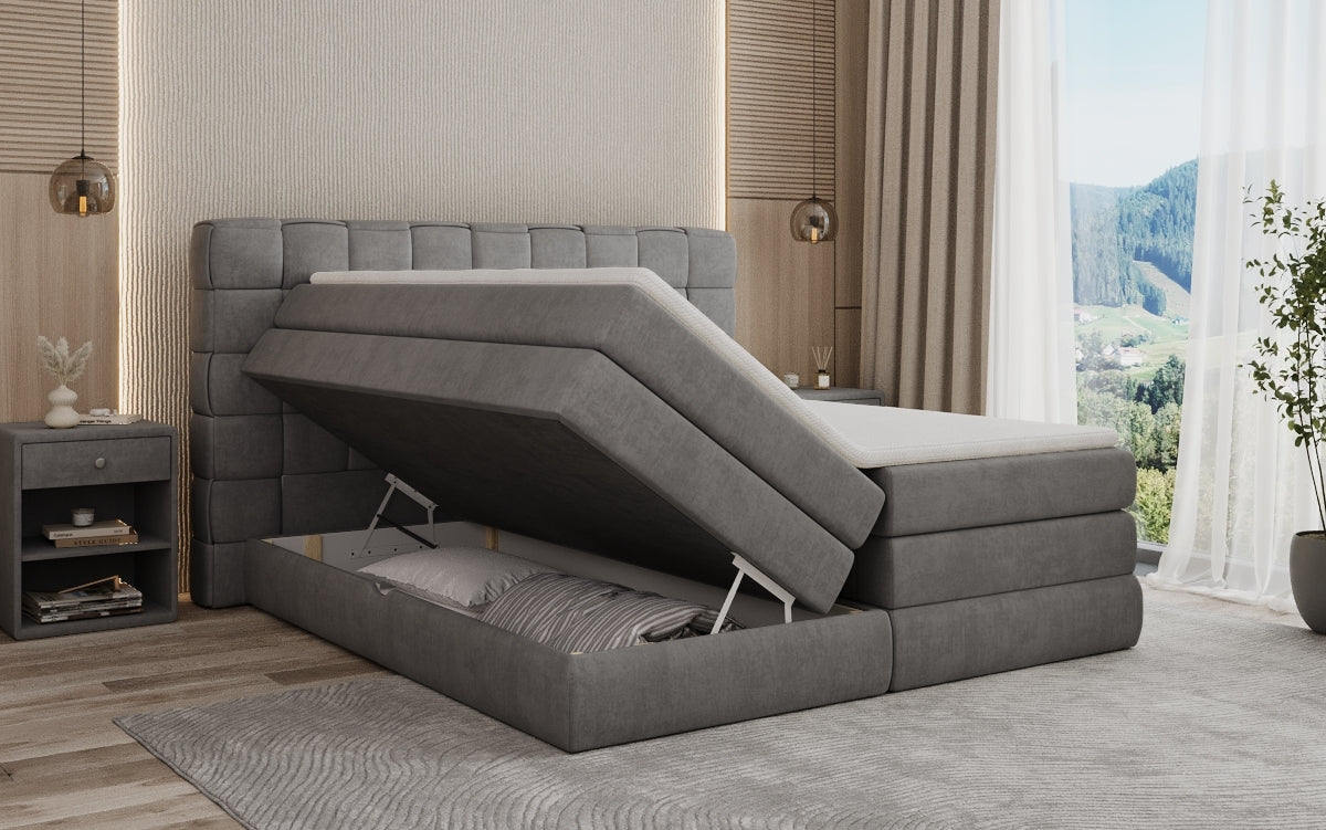 Boxspringbett Trama mit Stauraum in Samt